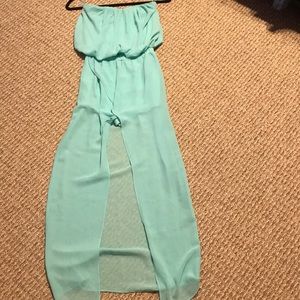 Hot Miami styles Turquoise romper maxi dress